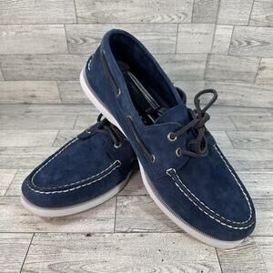 Sperry Top-Sider Boat Shoes Mens Size 11 W Navy Suede 2-Eye Moc Toe STS23920